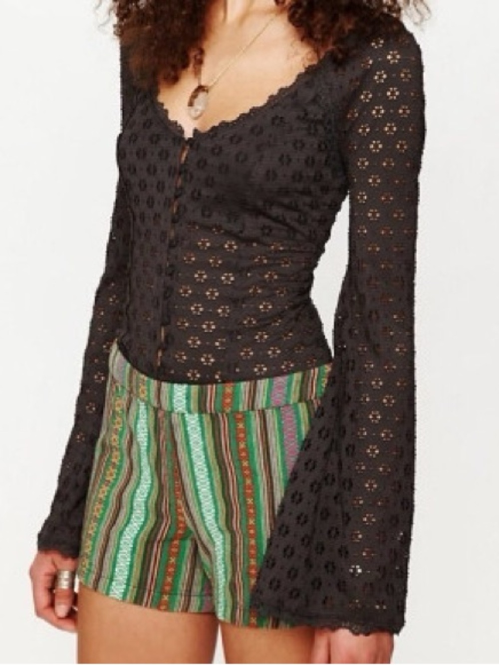 Free people eyelit bell sleeve top
